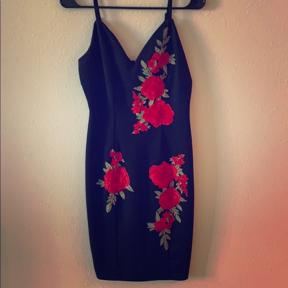 Black w/ roses cocktail dress